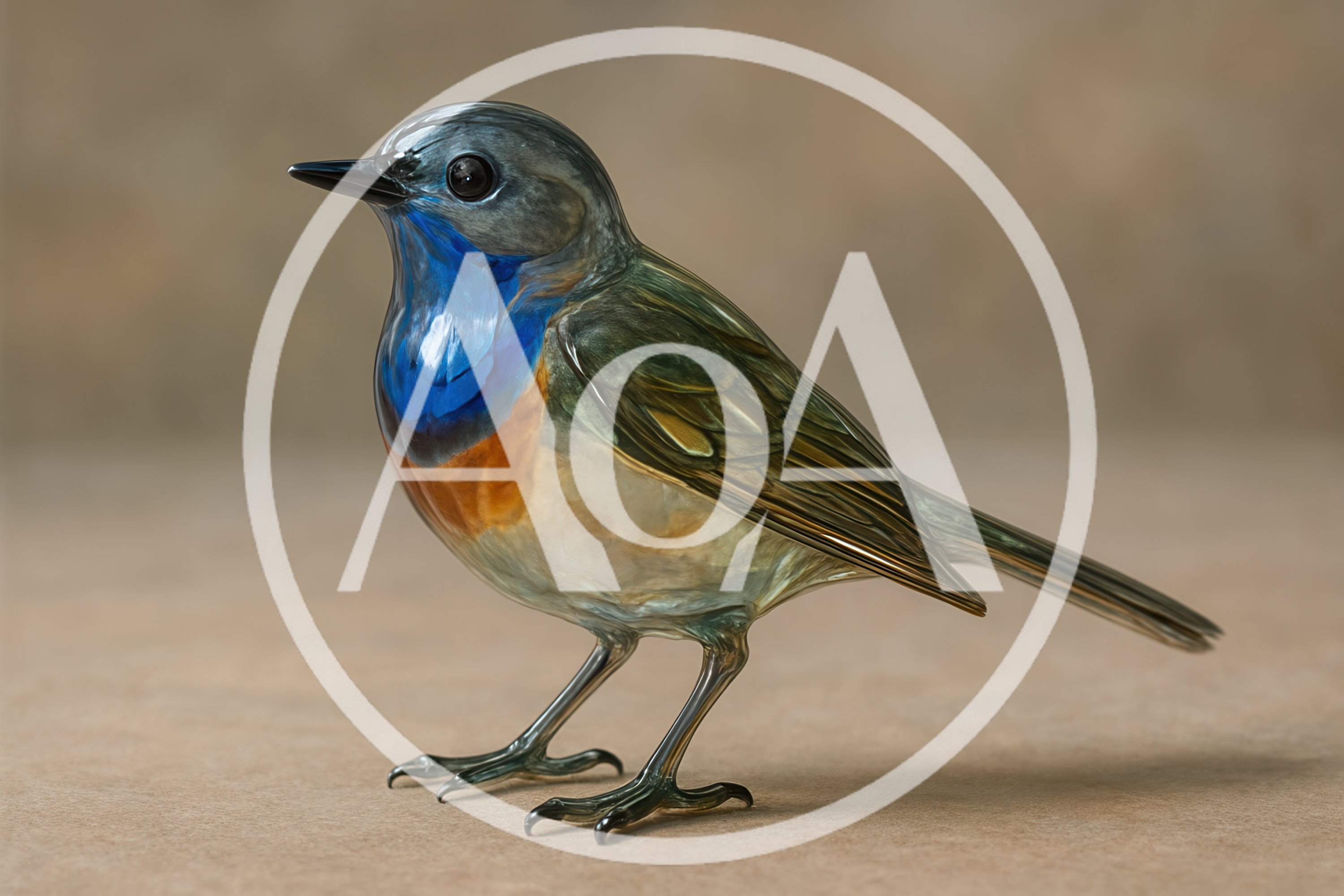 Glass Figurine Of A Bluethroat Bird