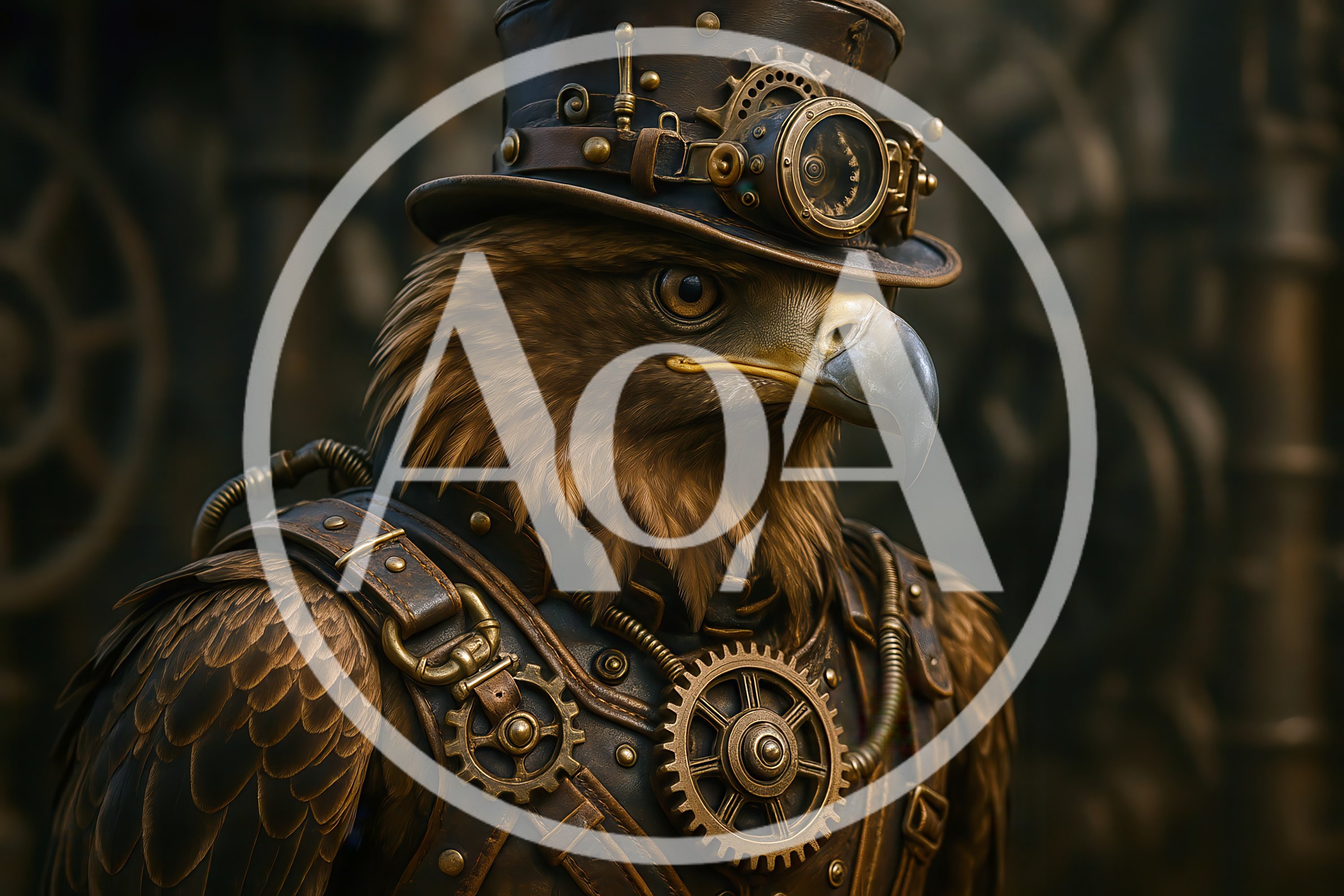 Steampunk Eagle Character With Mechanical Gear Accessories