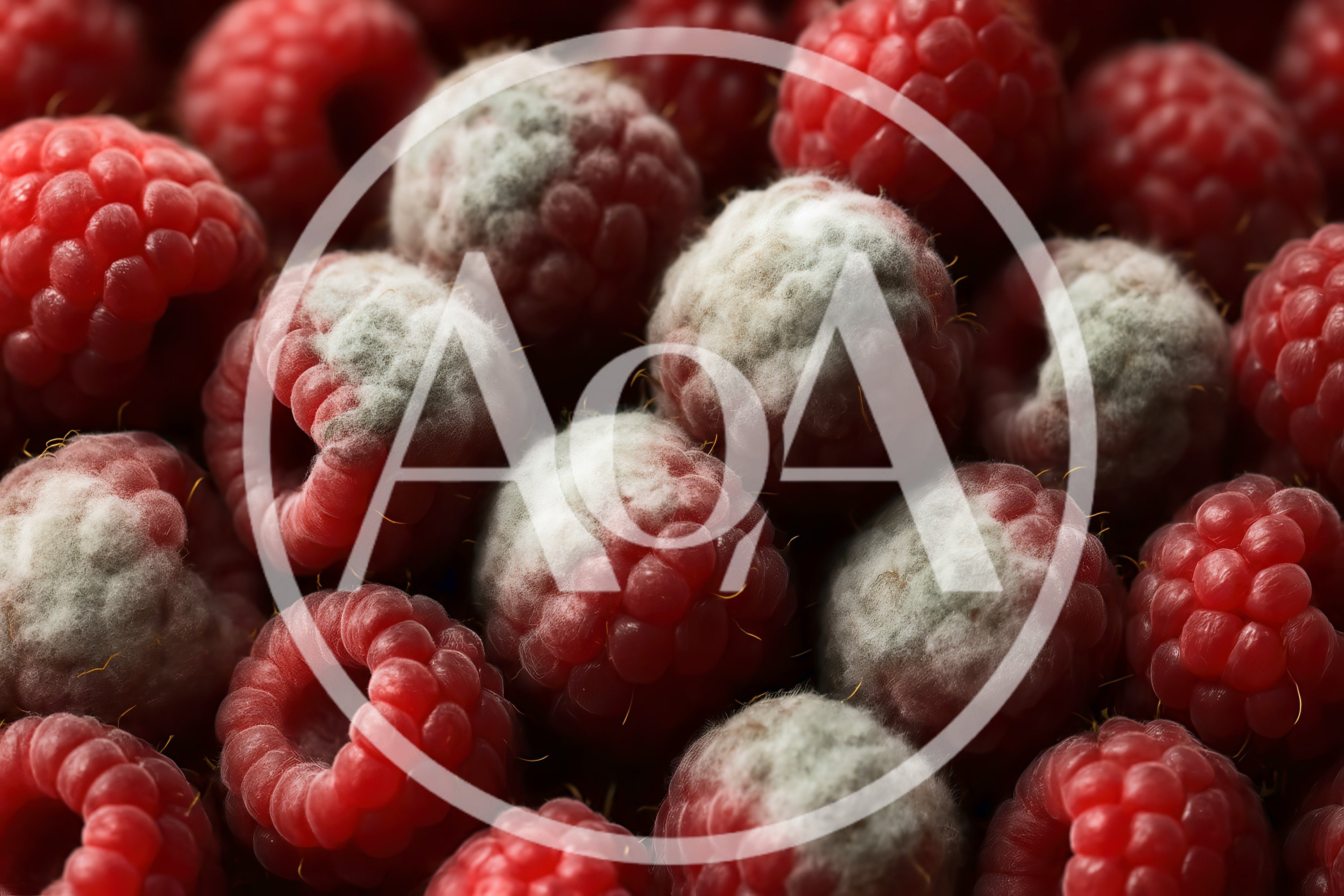 Close Up Of Fresh Raspberries With Mold Growth
