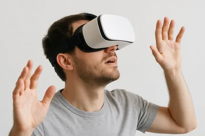 Young Man Wearing Virtual Reality Headset