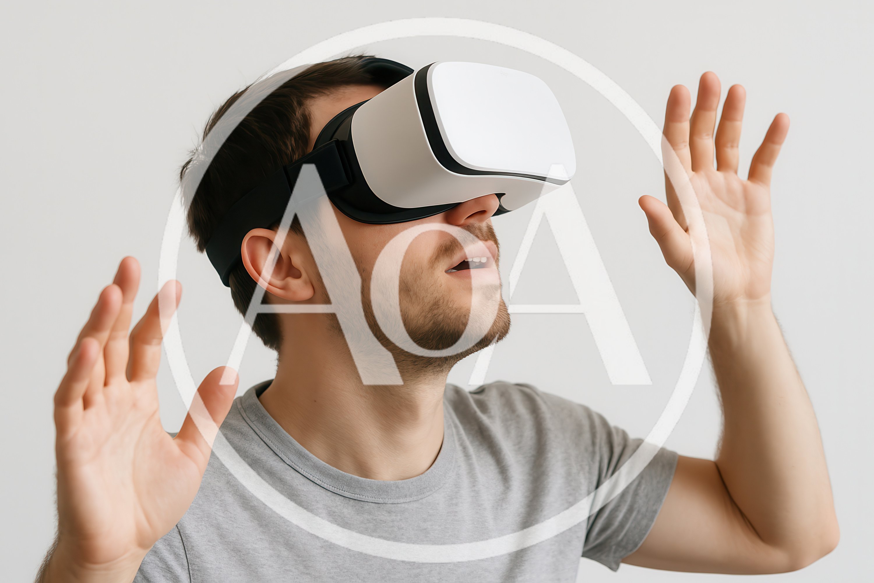 Young Man Wearing Virtual Reality Headset