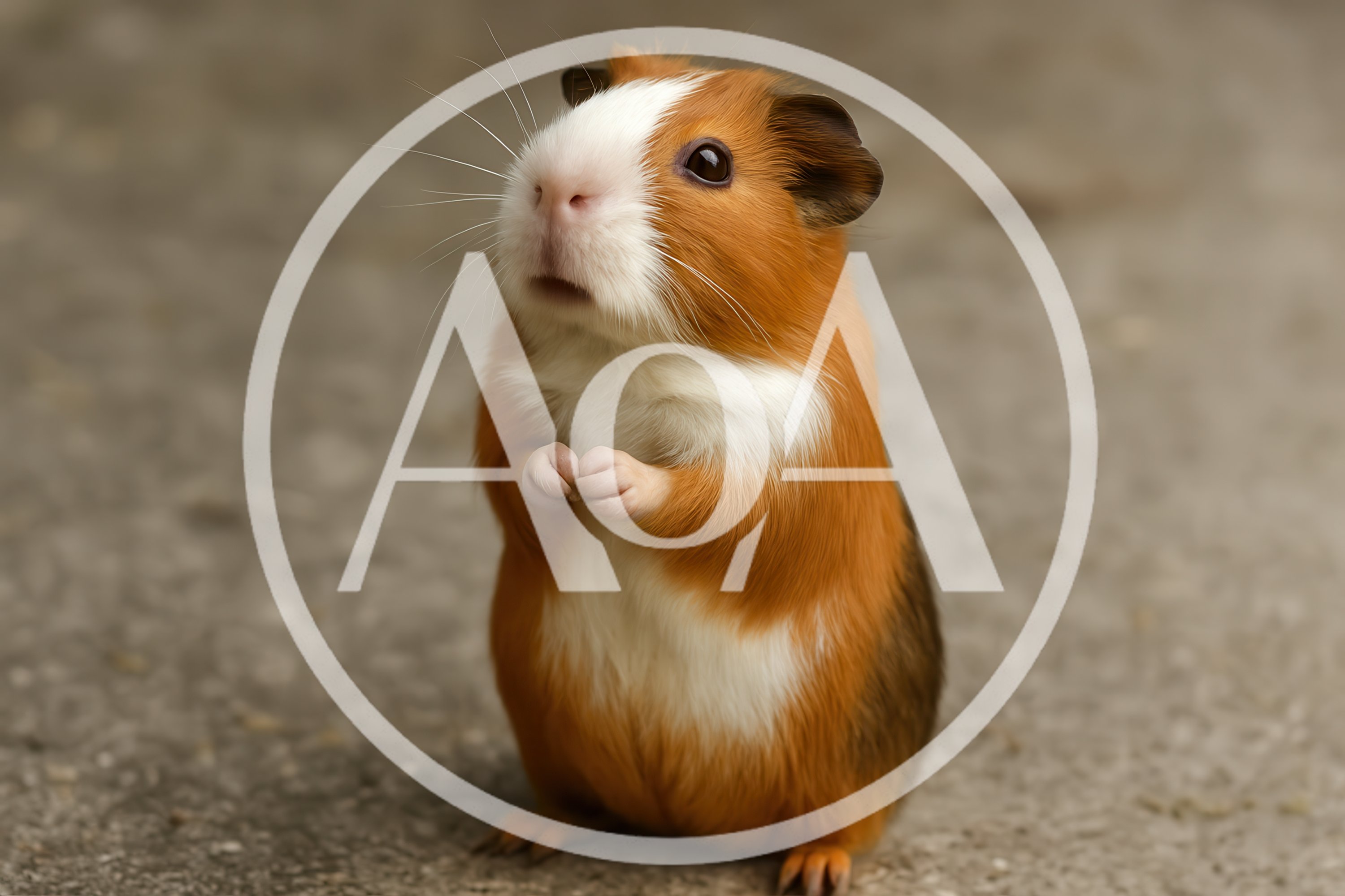 Cute Guinea Pig Standing Upright On Concrete Surface