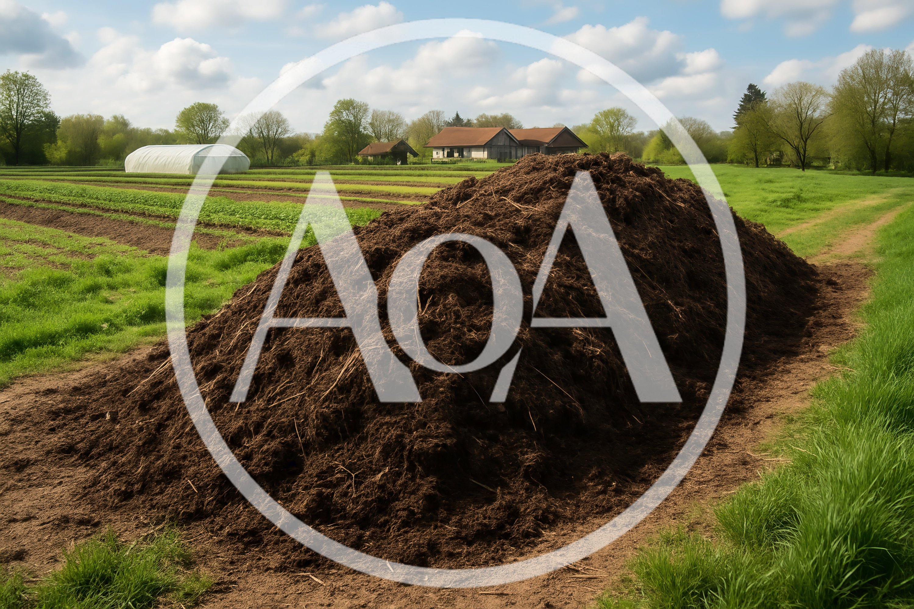 Large Manure Pile On A Rural Farm Field