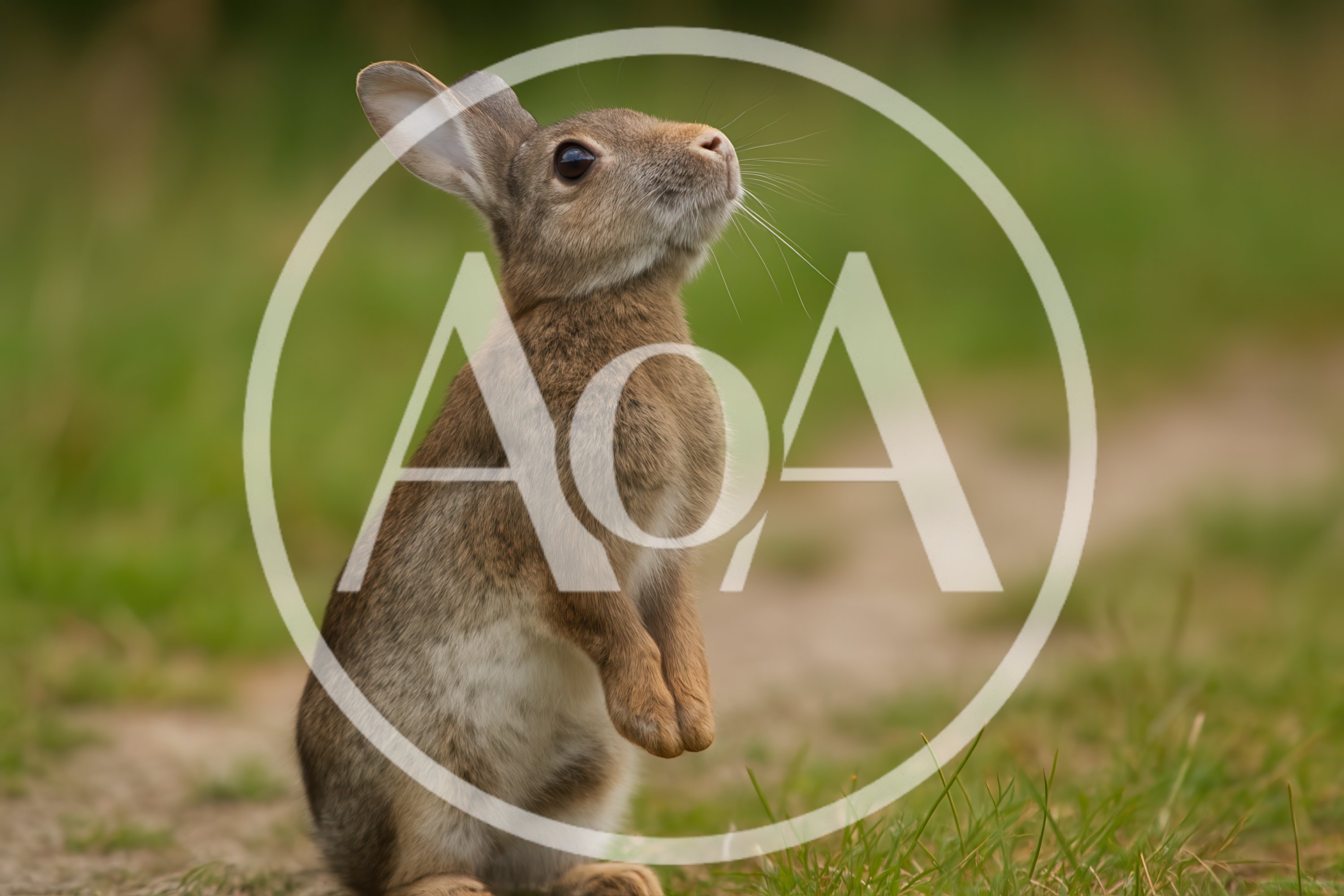 Wild European Rabbit Standing Upright In A Meadow