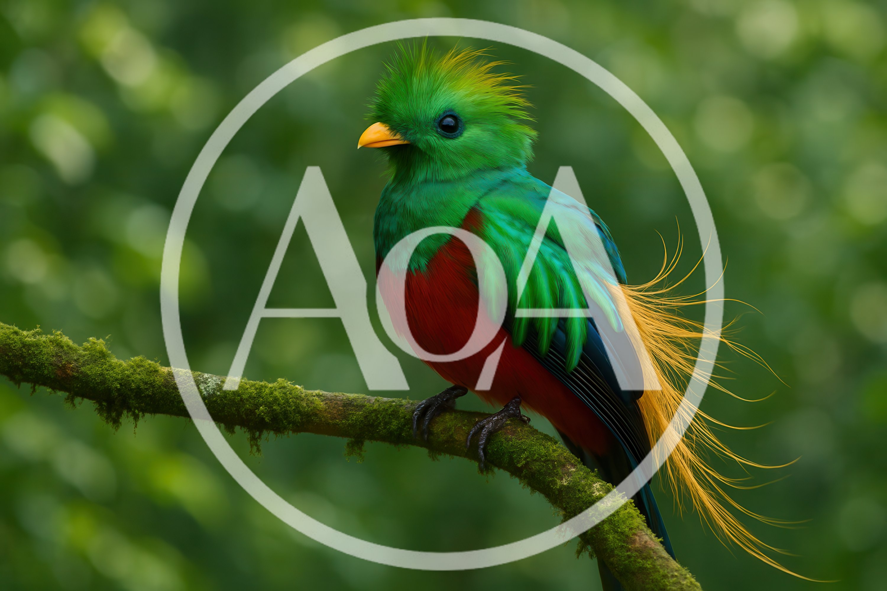 Resplendent Quetzal Perched On A Mossy Branch