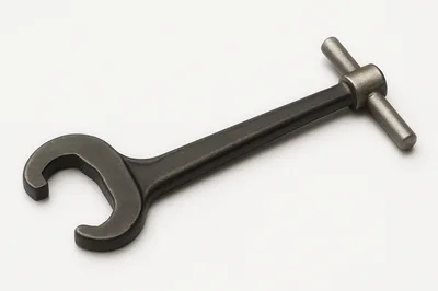 Industrial T-Handle Wrench Tool on White Background