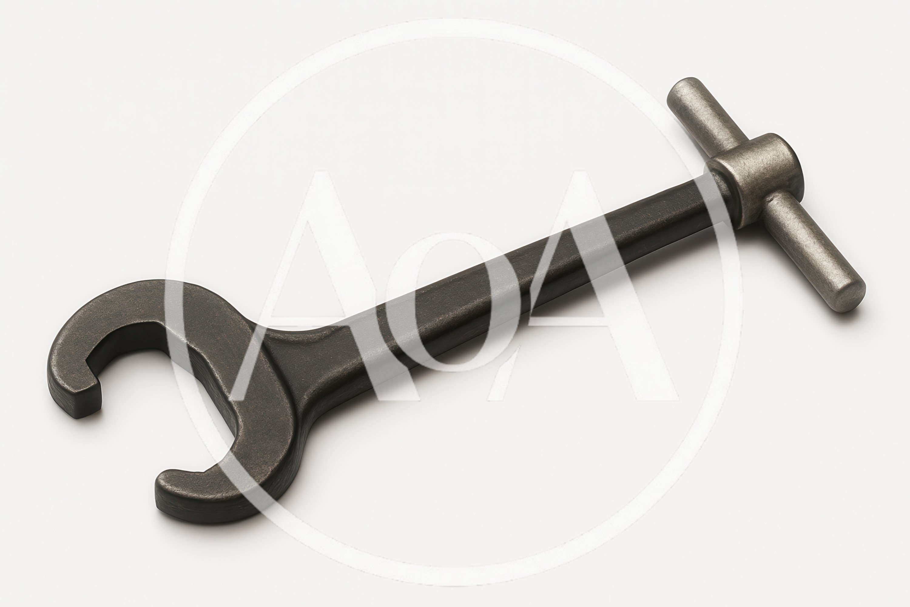 Industrial T-Handle Wrench Tool on White Background