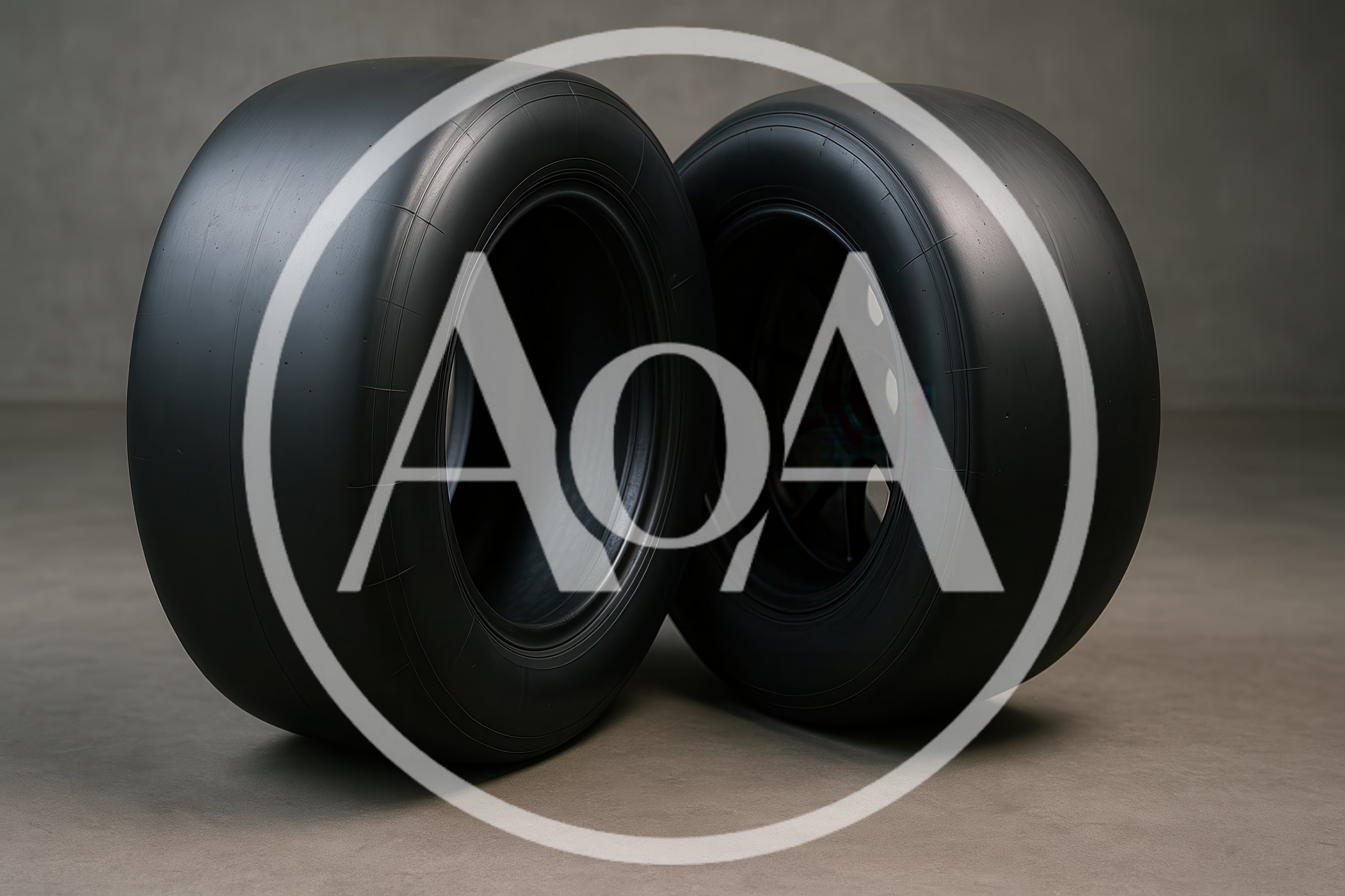 Two Racing Slick Tires On A Concrete Floor