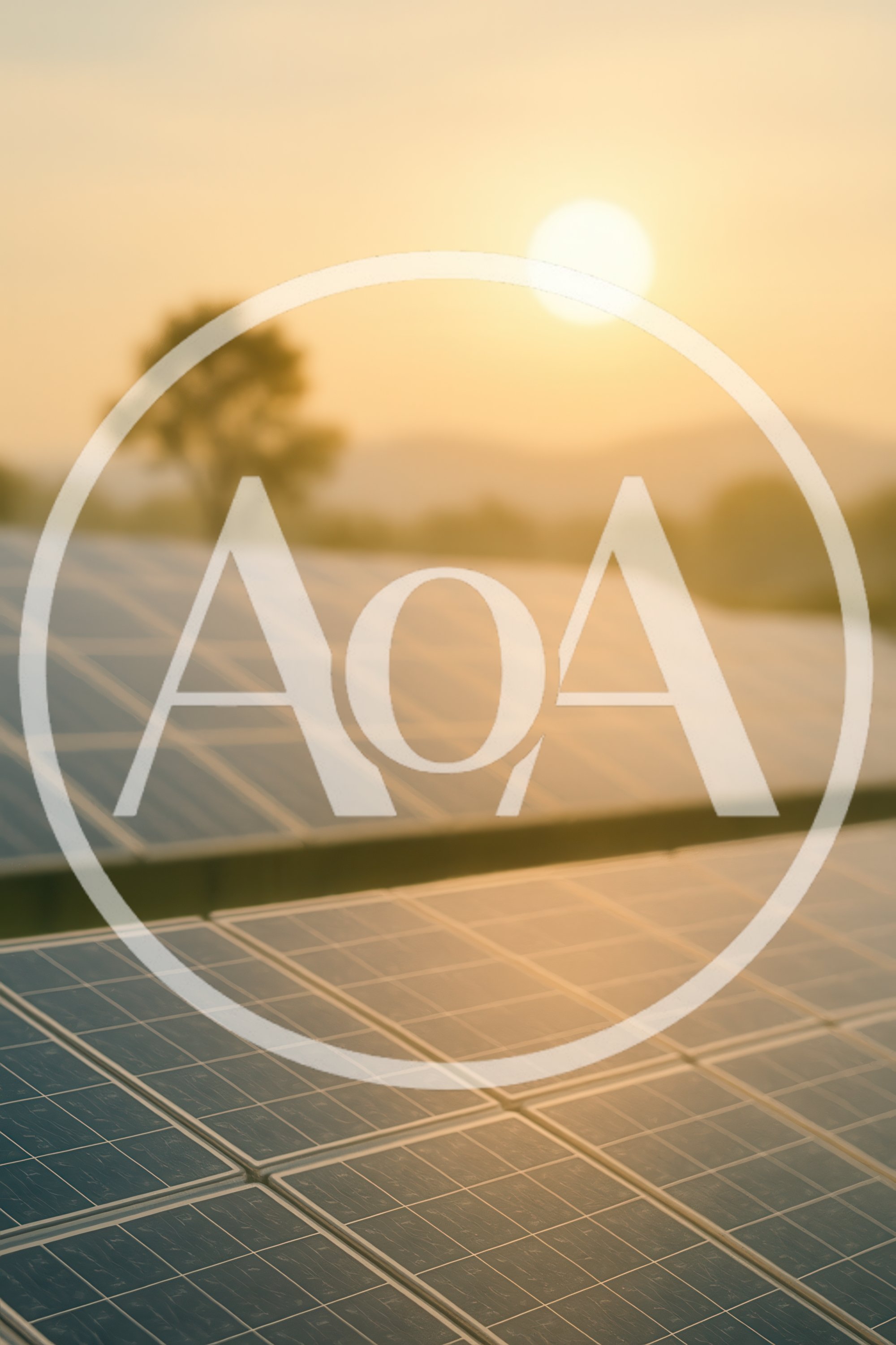 Solar Panels At Sunset In A Rural Landscape