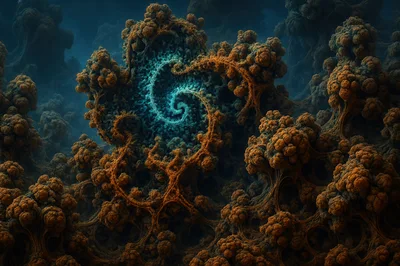 Abstract Fractal Spiral With Organic Textured Structures