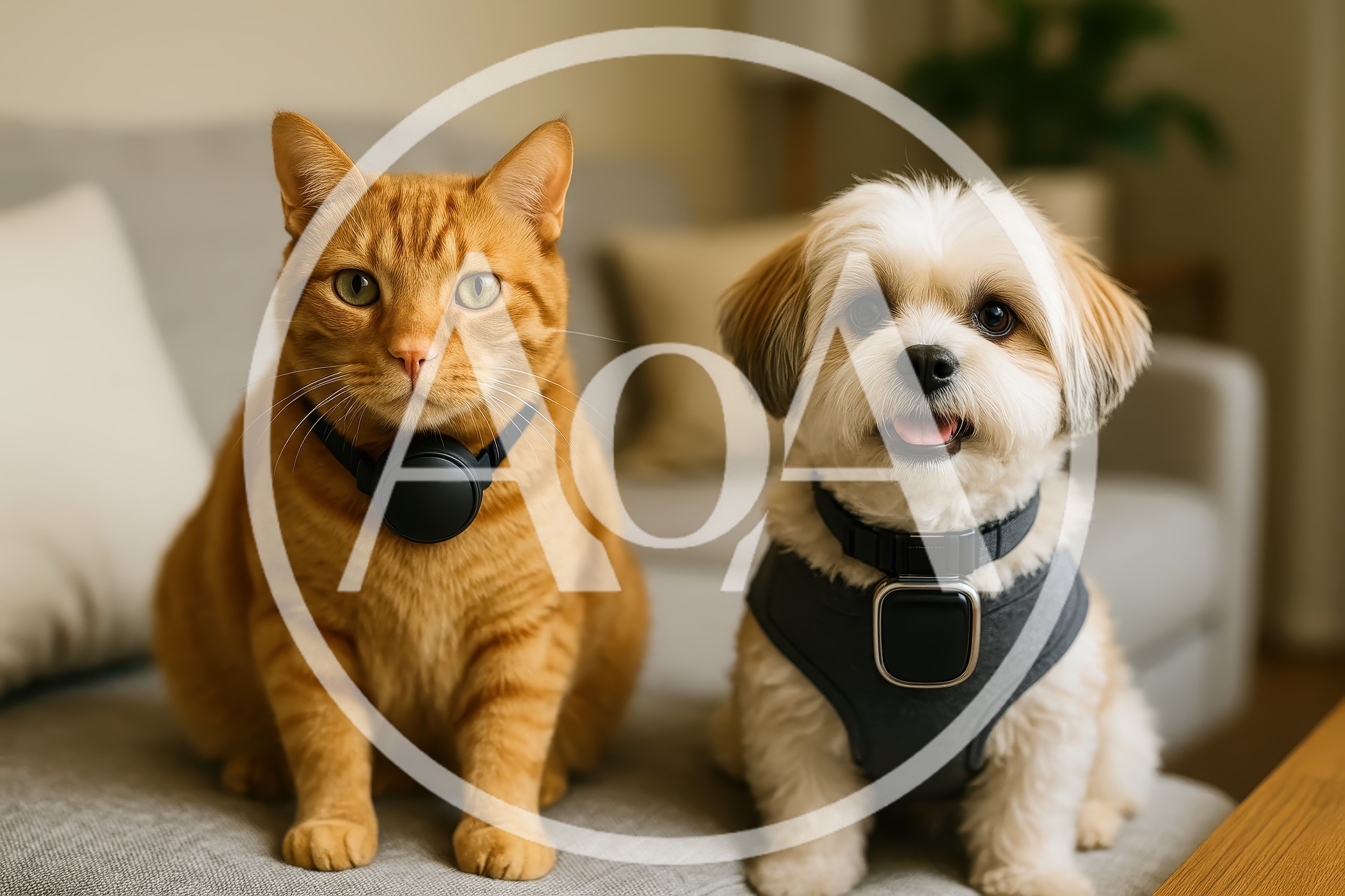 Orange Tabby Cat and Small Dog Sitting Together