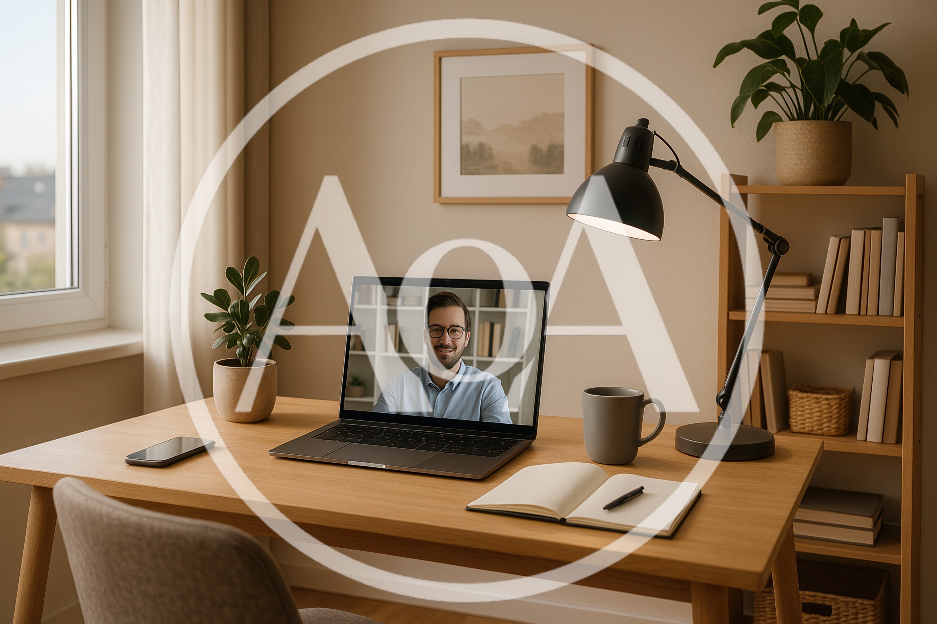 Home Office Desk With Laptop Video Conference