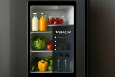 Smart Refrigerator With Digital Shopping List Display