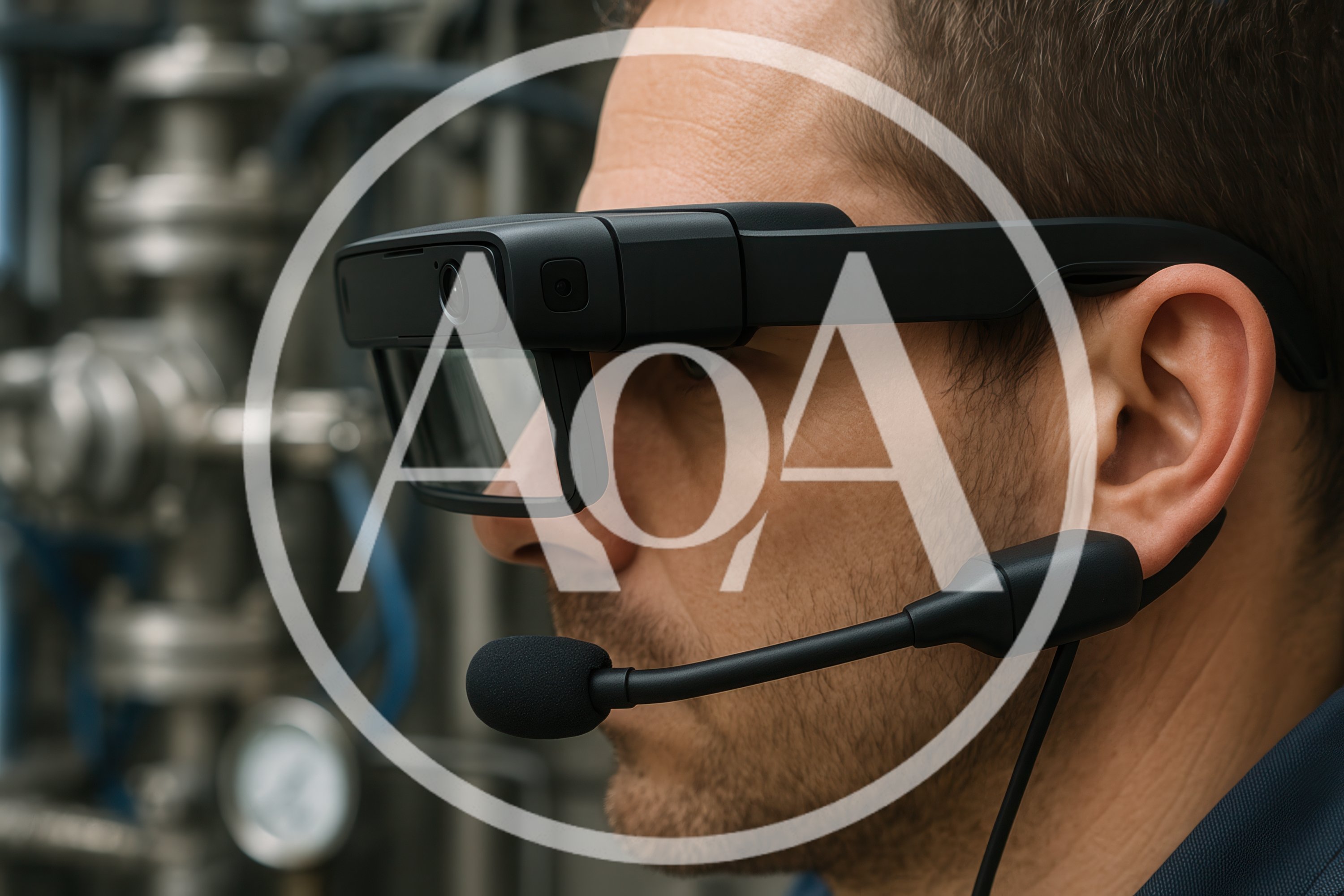 Industrial Technician Wearing Augmented Reality Smart Glasses