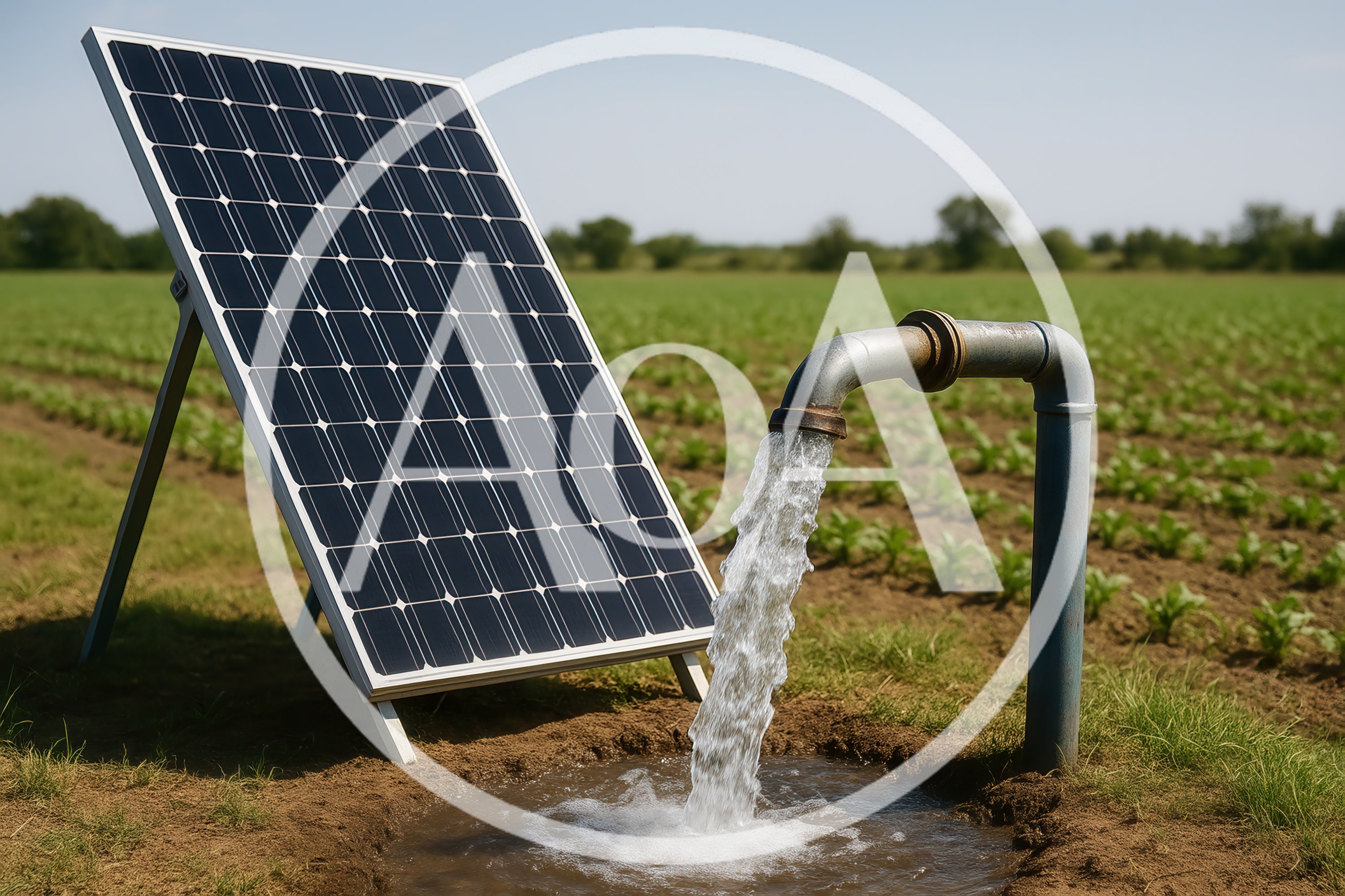Solar Powered Water Pump Irrigation System In Farm Field