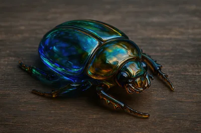 Iridescent Glass Scarab Beetle Figurine