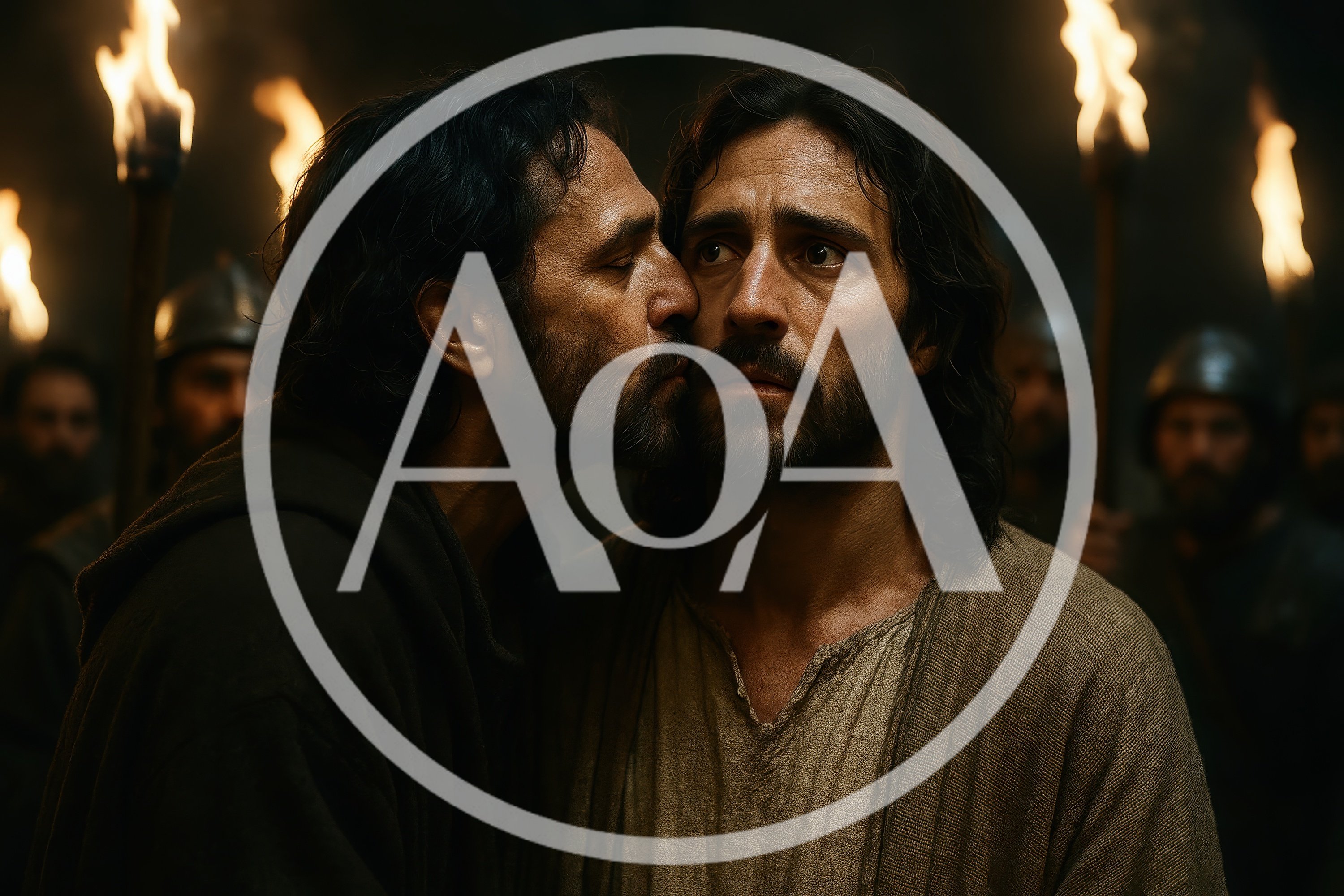 Judas Iscariot Betraying Jesus With A Kiss