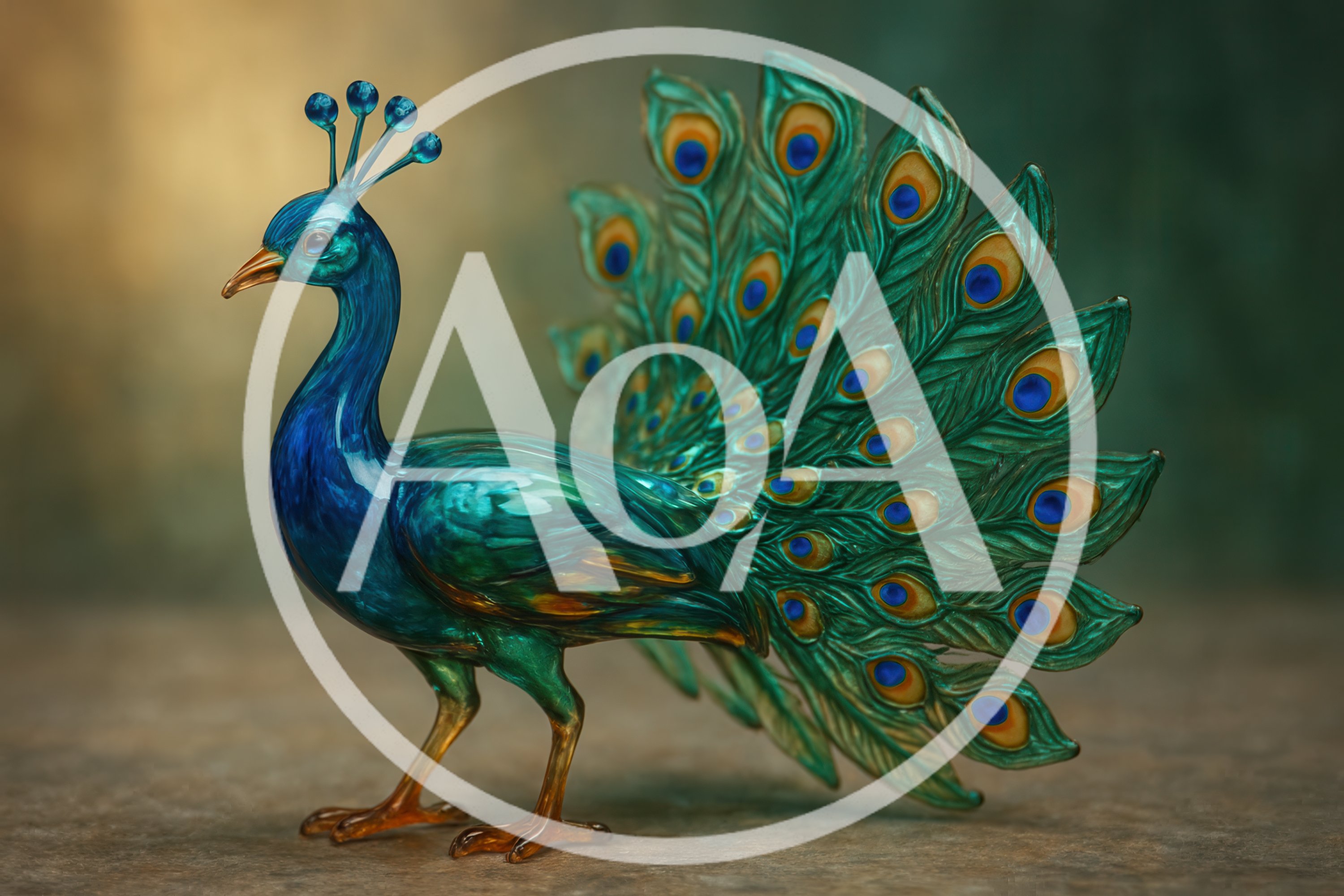 Intricate Glass Peacock Figurine With Detailed Feathers