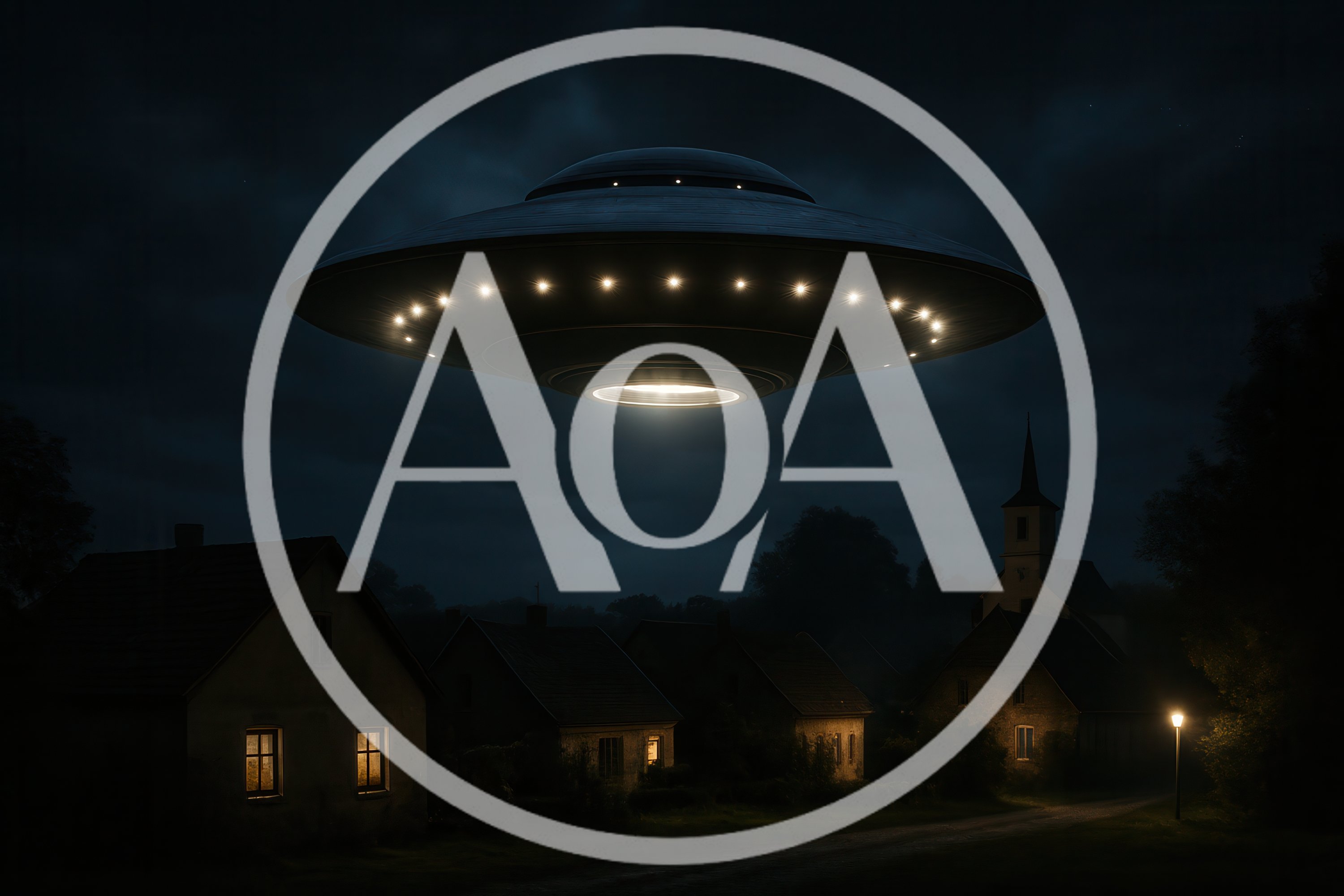 UFO Hovering Over A Quiet Rural Village At Night
