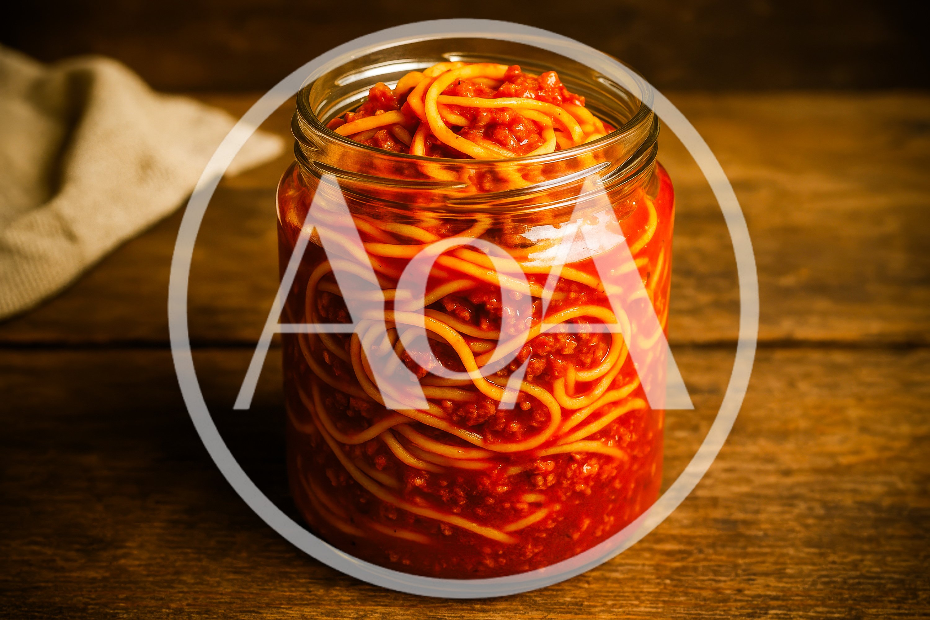 Spaghetti Bolognese Served Inside A Glass Jar