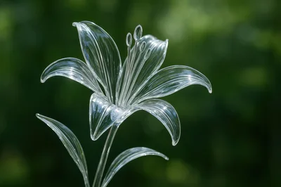 Clear Glass Lily Flower Sculpture