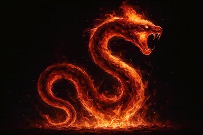 Fiery Serpent Made Of Burning Flames