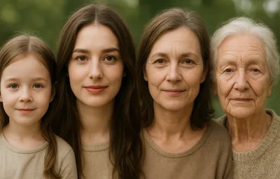 Four Generations Of Women Standing Together