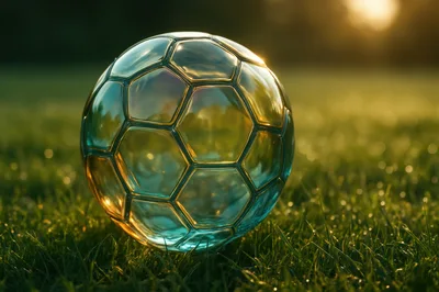 Glass Soccer Ball Resting On Green Grass