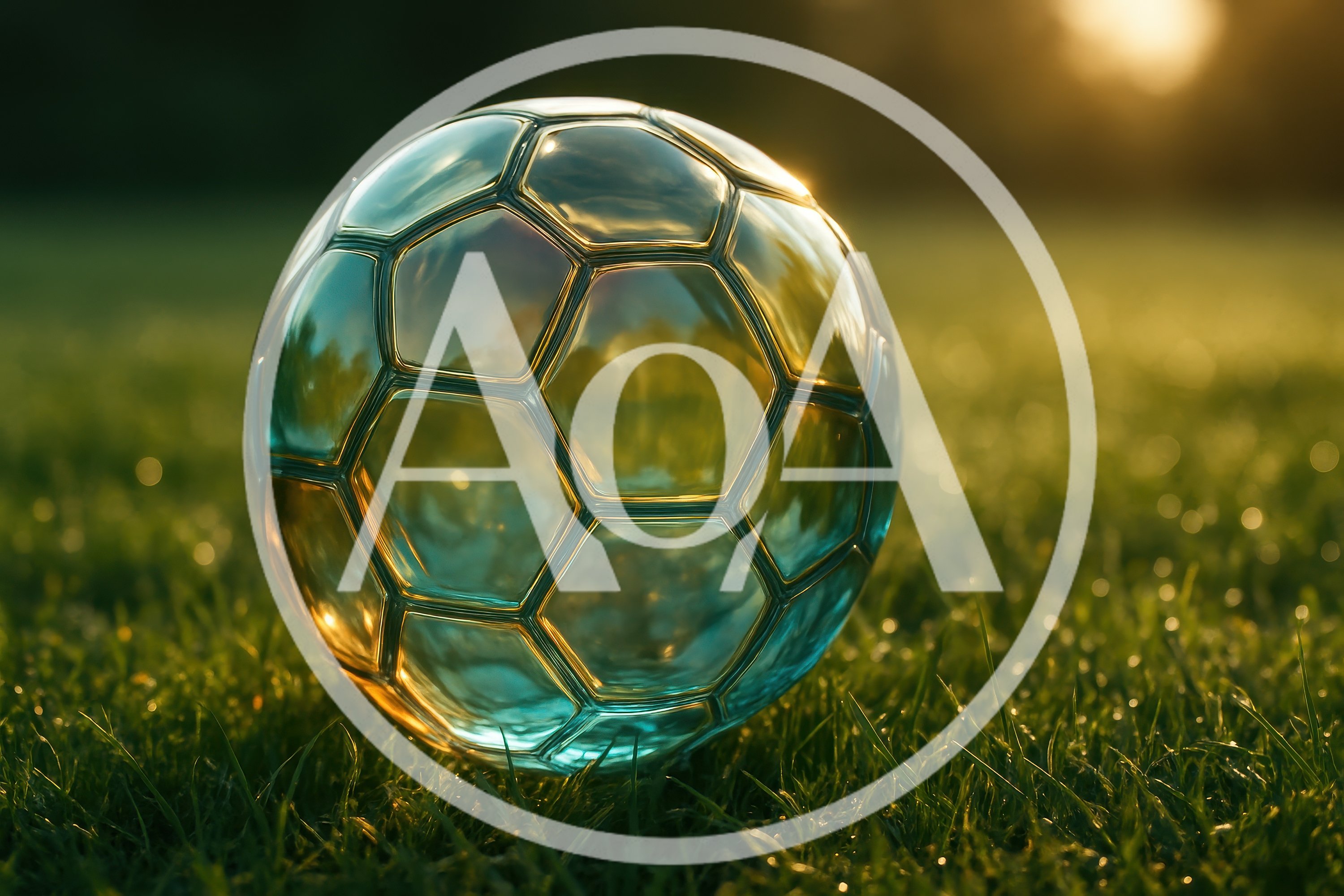 Glass Soccer Ball Resting On Green Grass