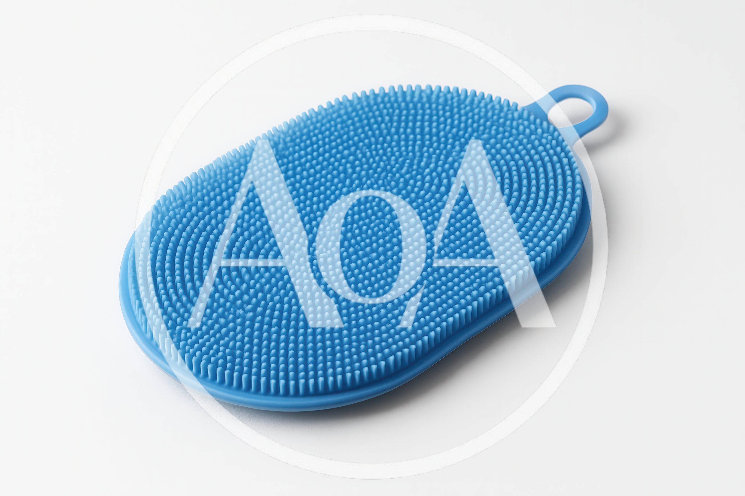 Blue Silicone Body Scrubber On White Background