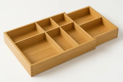 Empty Bamboo Drawer Organizer Tray