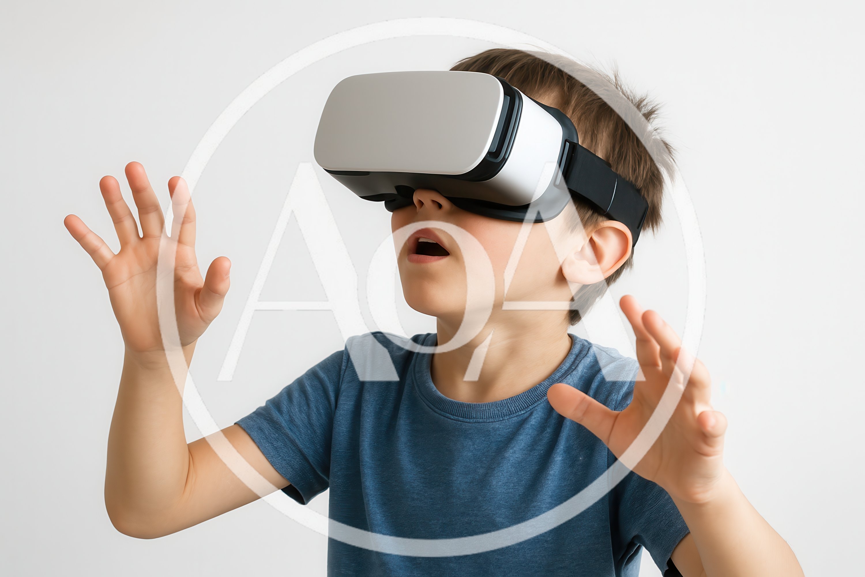 Young Boy Wearing Virtual Reality Headset