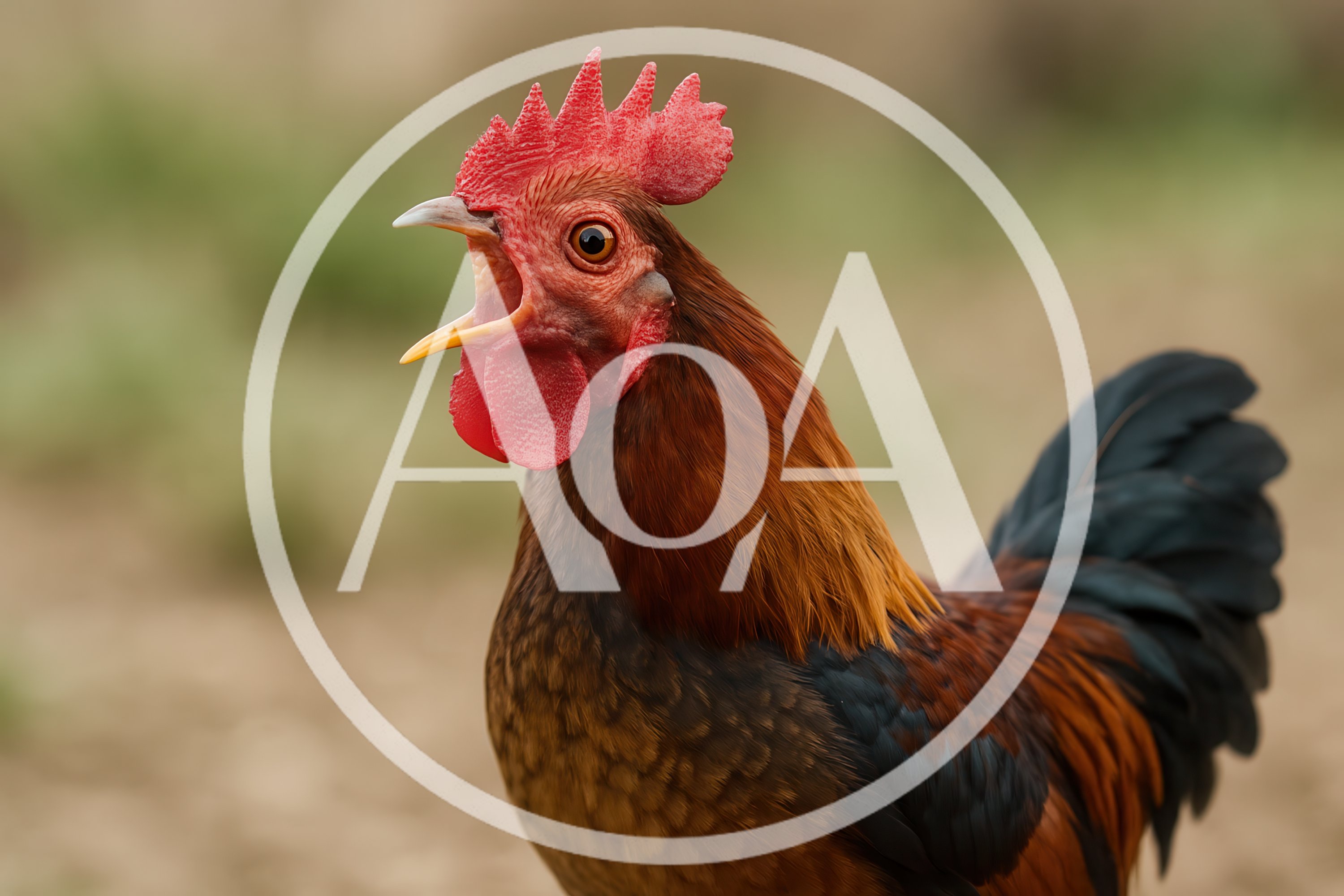 Close Up Of A Crowing Rooster