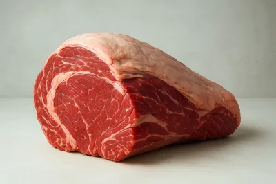 Raw Beef Ribeye Roast On White Surface