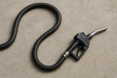 Black Fuel Pump Nozzle With Hose On Concrete