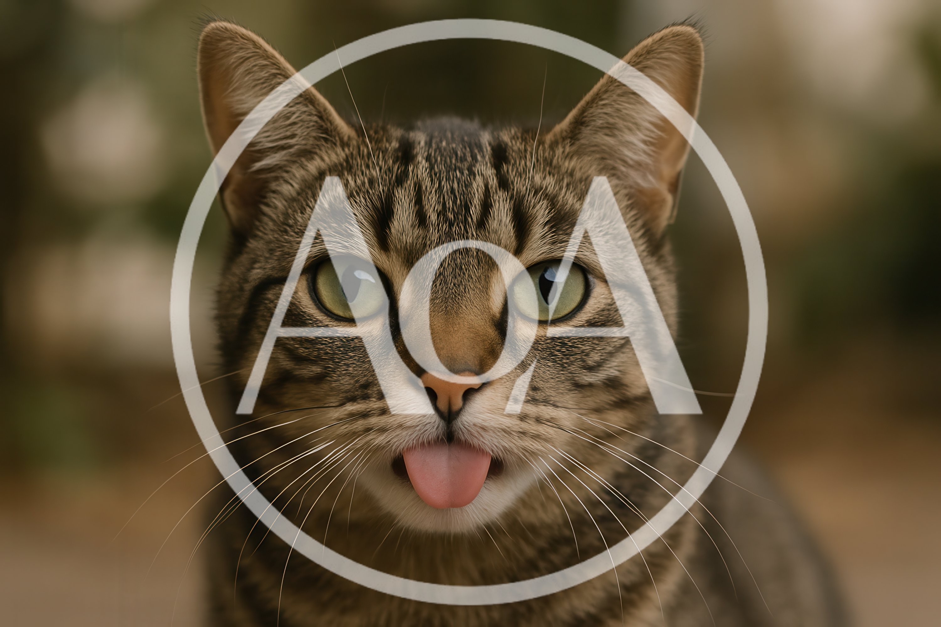 Close Up Portrait Of A Tabby Cat Sticking Tongue