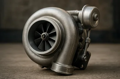 Automotive Turbocharger Unit On Concrete Floor