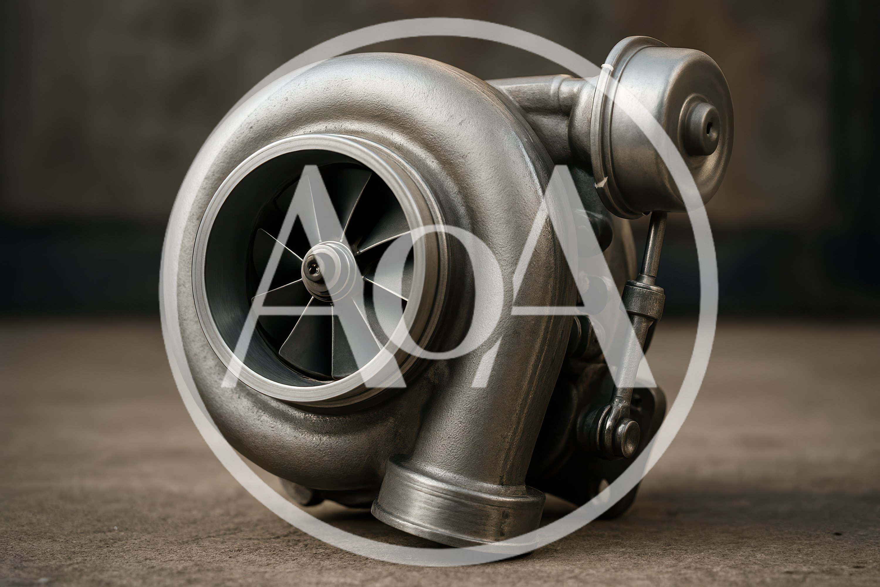 Automotive Turbocharger Unit On Concrete Floor