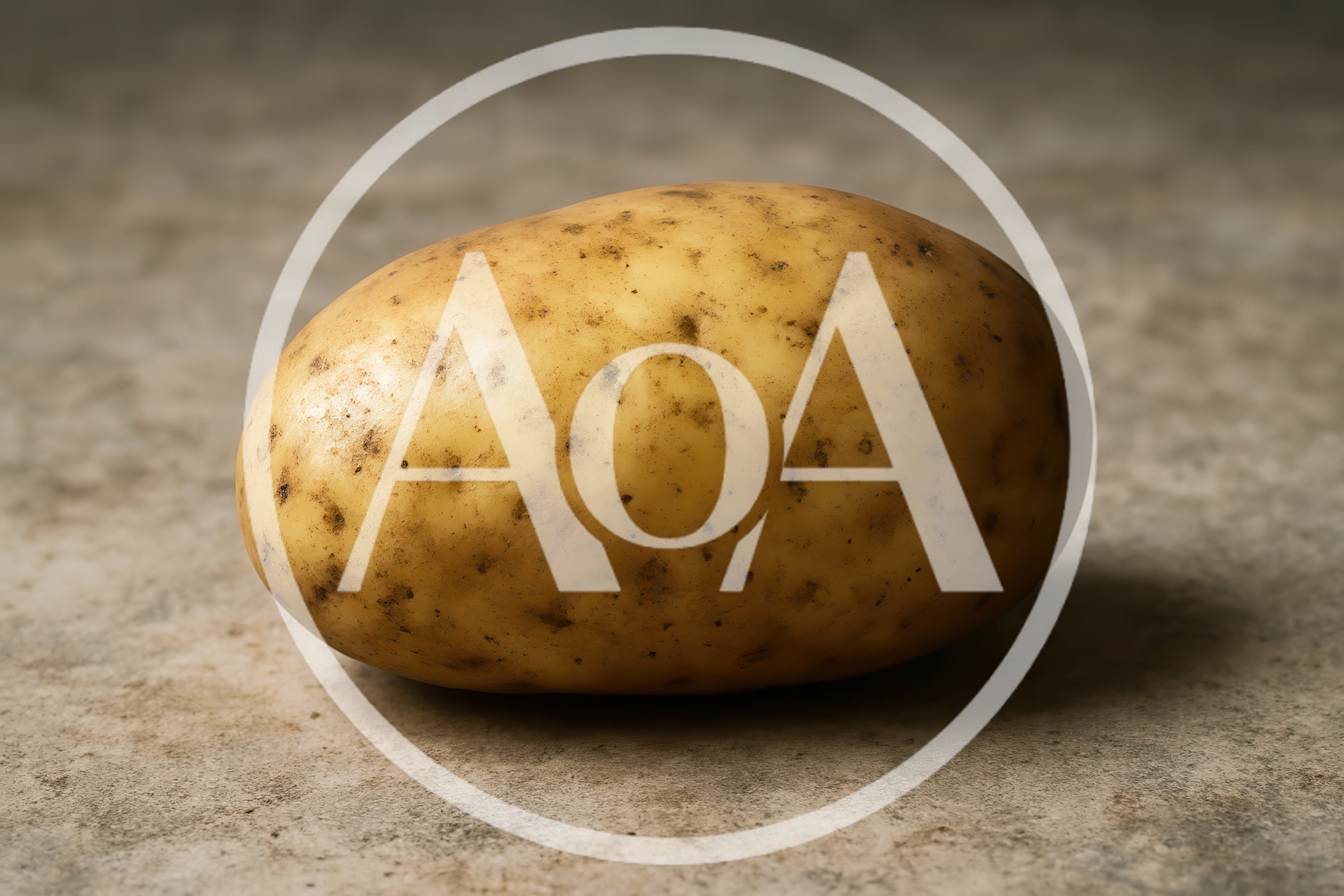 Single Raw Potato On A Textured Stone Surface
