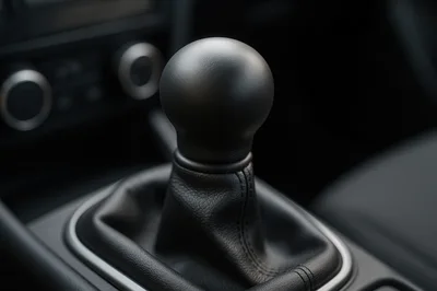 Manual Gear Shift Knob In A Modern Car Interior