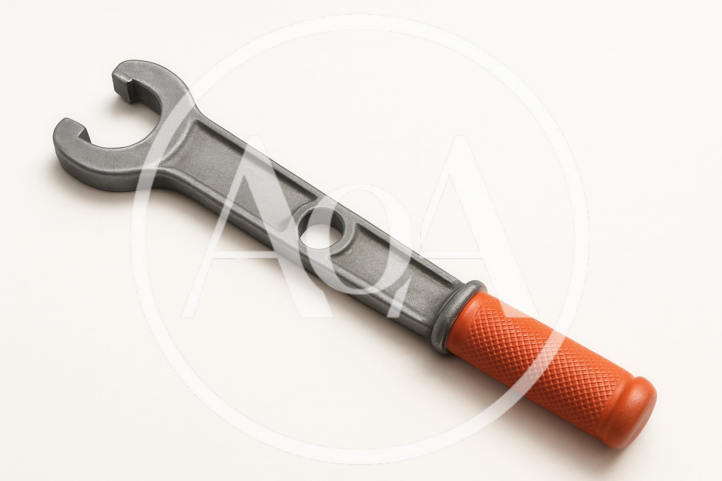 Industrial Wrench With Orange Textured Grip Handle