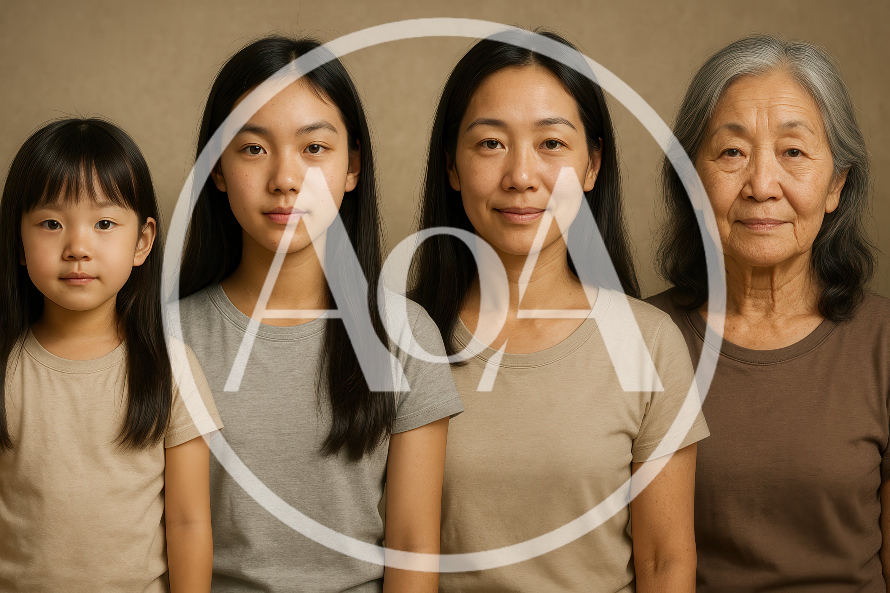 Four Generations Of Asian Women Standing Together