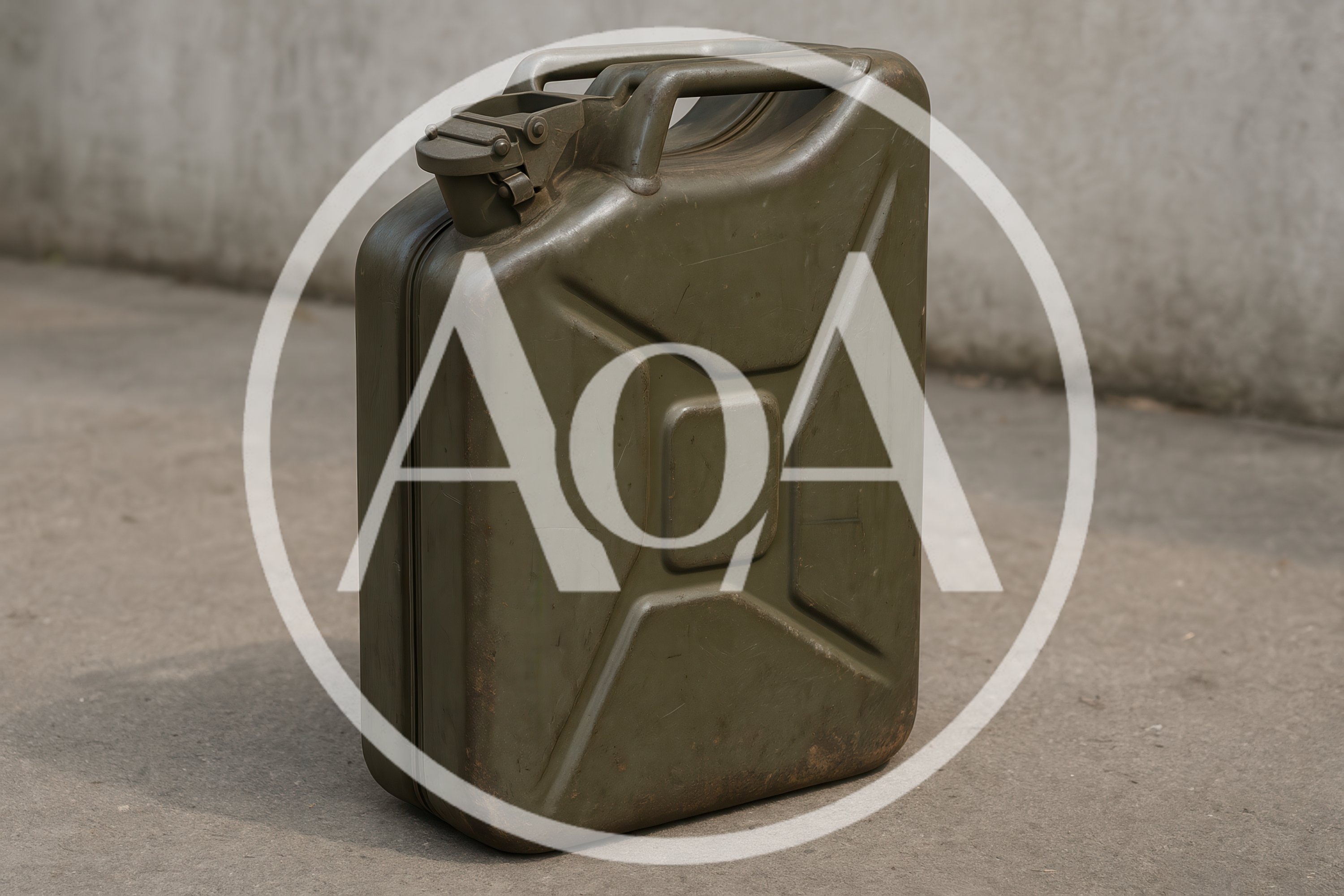 Vintage Military Style Olive Green Metal Jerry Can