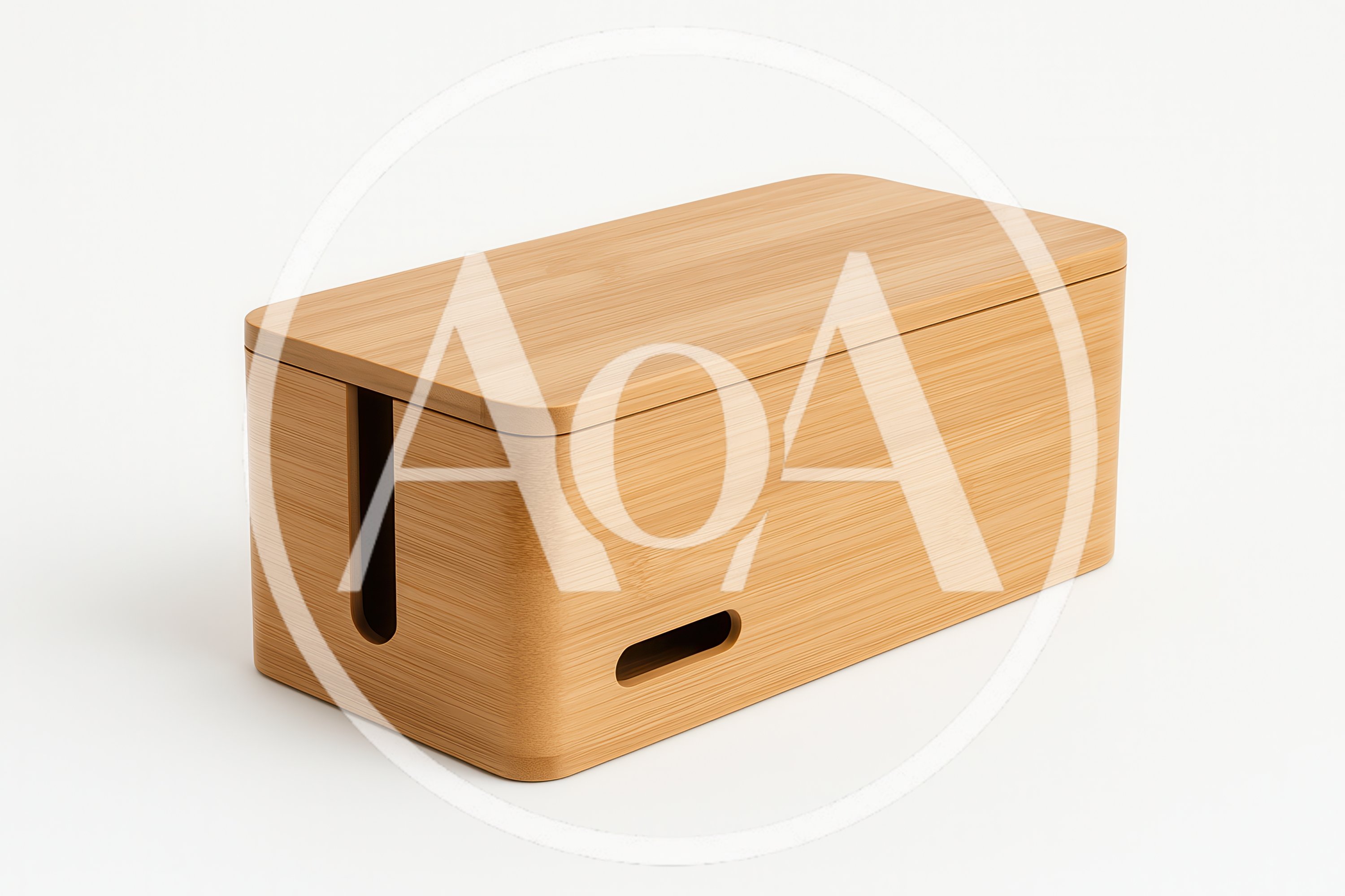 Bamboo Cable Management Box for Desk Organization