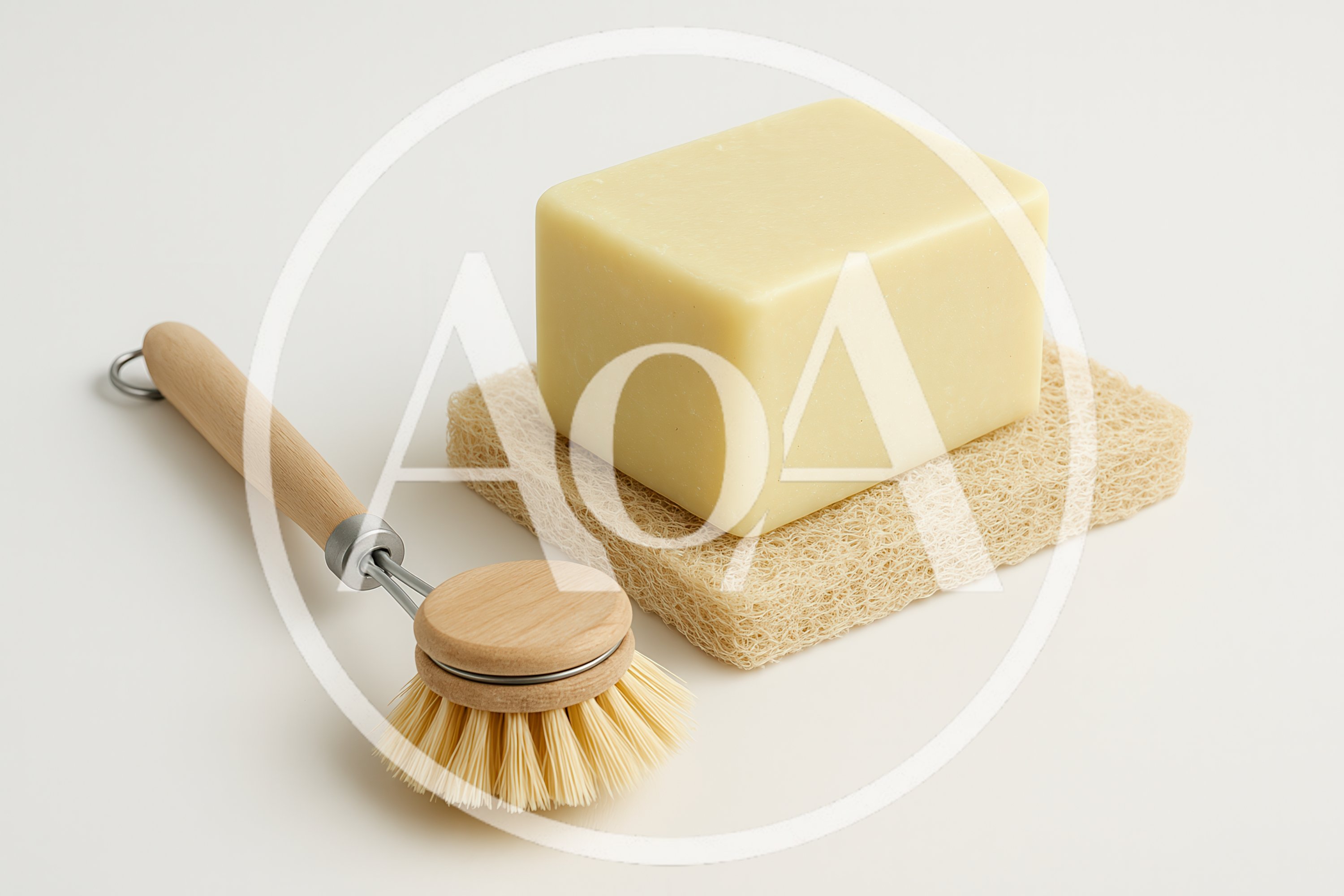 Eco Friendly Dish Soap Bar and Scrubbing Brush