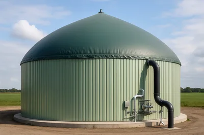 Biogas Digester Tank In A Rural Field