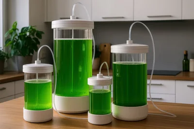 Algae Bioreactor Systems Growing Green Microalgae In Kitchen