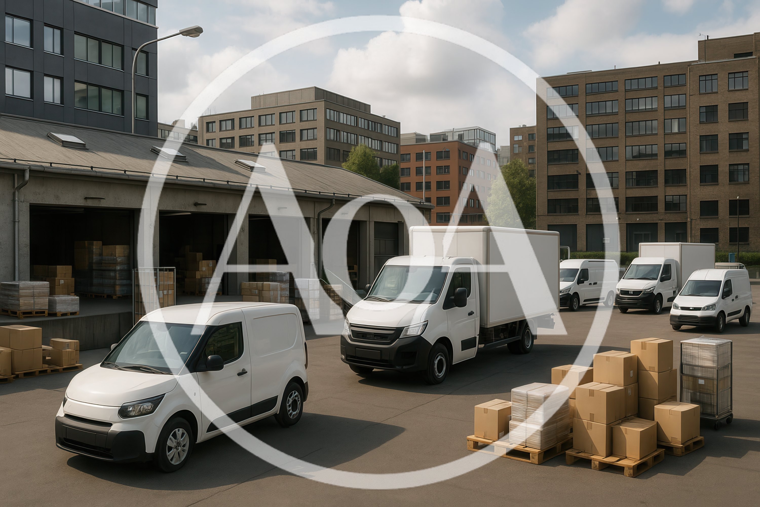 White Delivery Vans at Industrial Warehouse Loading Dock