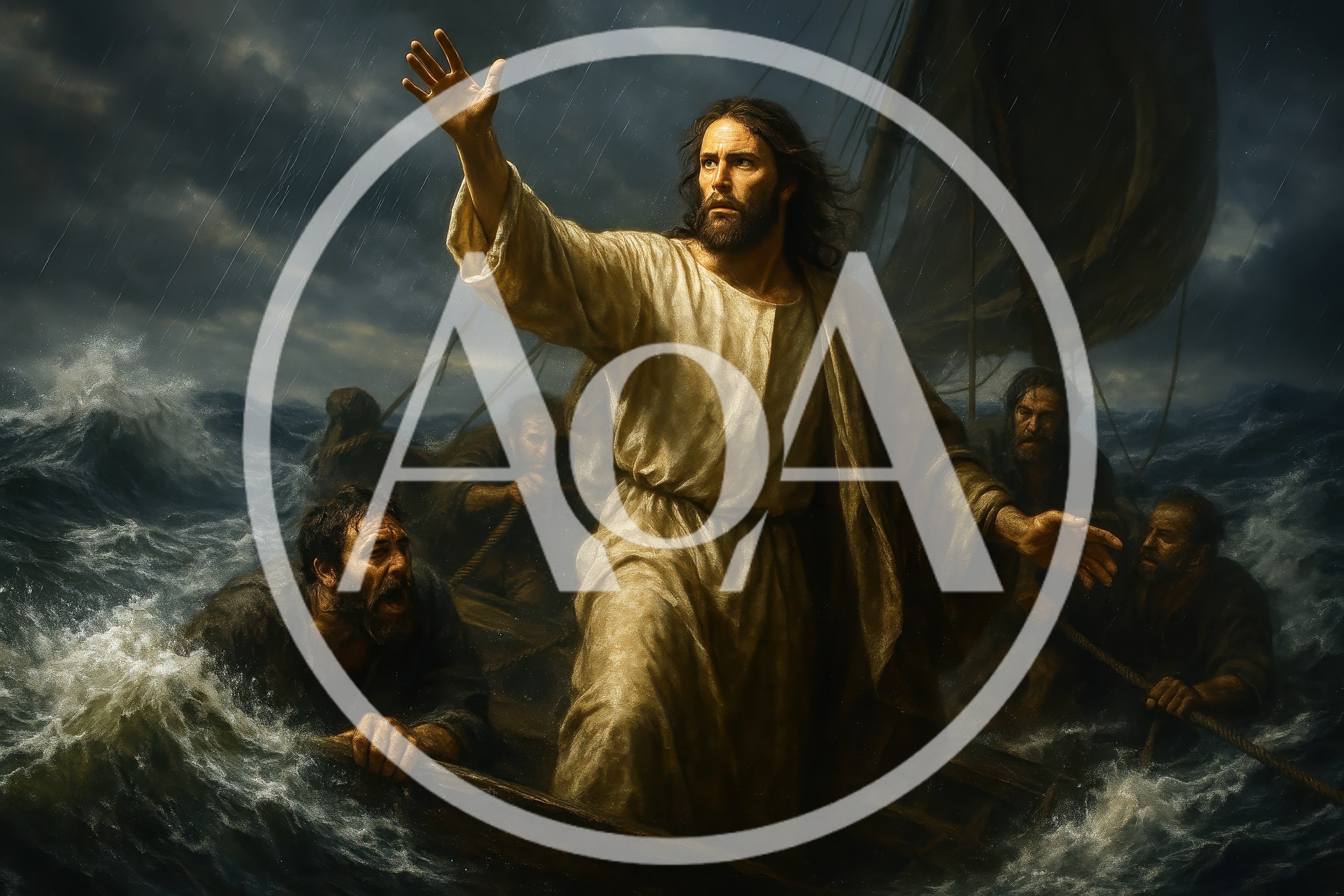 Jesus Calming The Storm On A Turbulent Sea