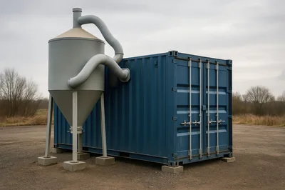 Industrial Cyclone Dust Collector Attached To Shipping Container